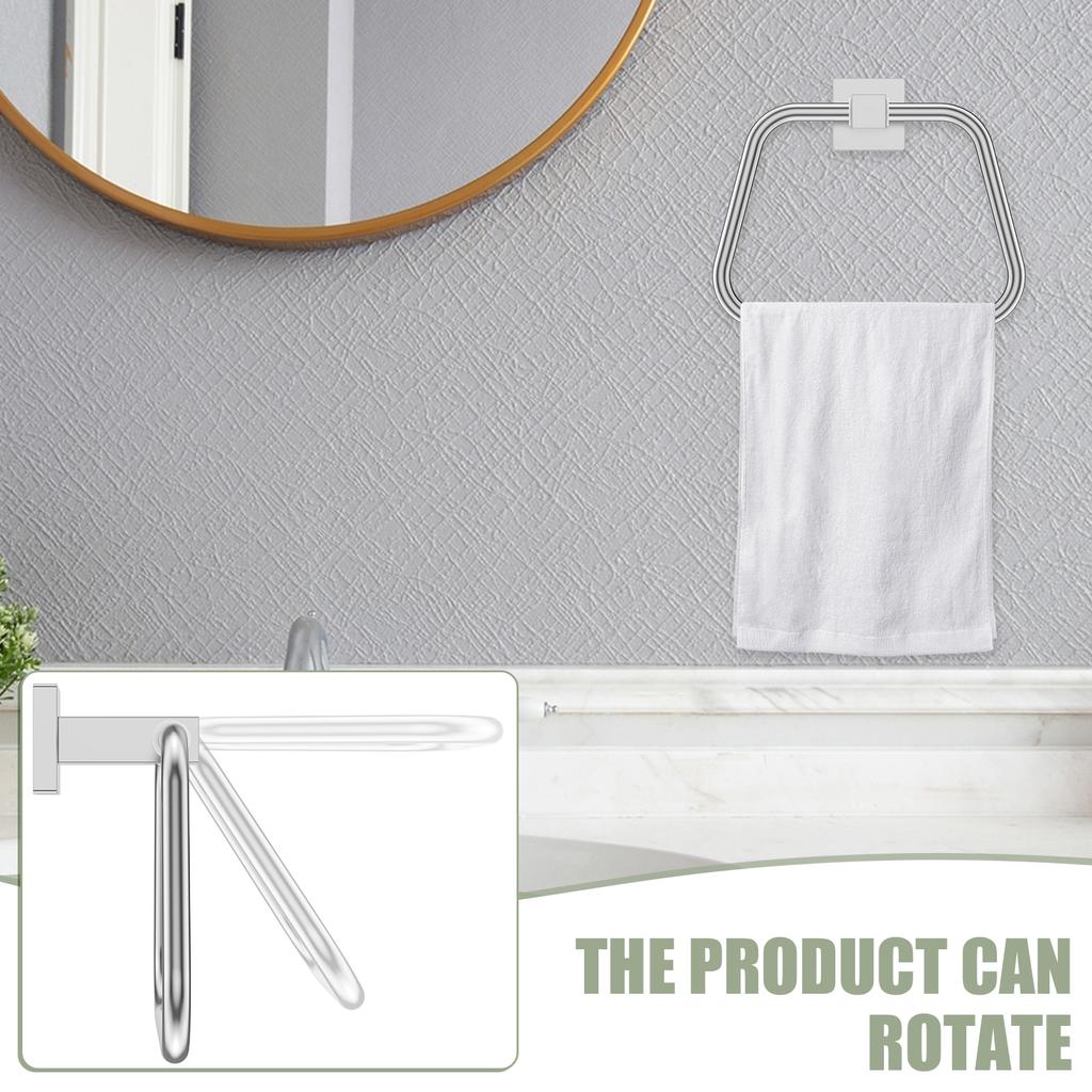 Stainless Steel Towel Holder Bathroom Wall Towel Hanger Ring Moisture Proof Minimalist Design Shower Storage Rack