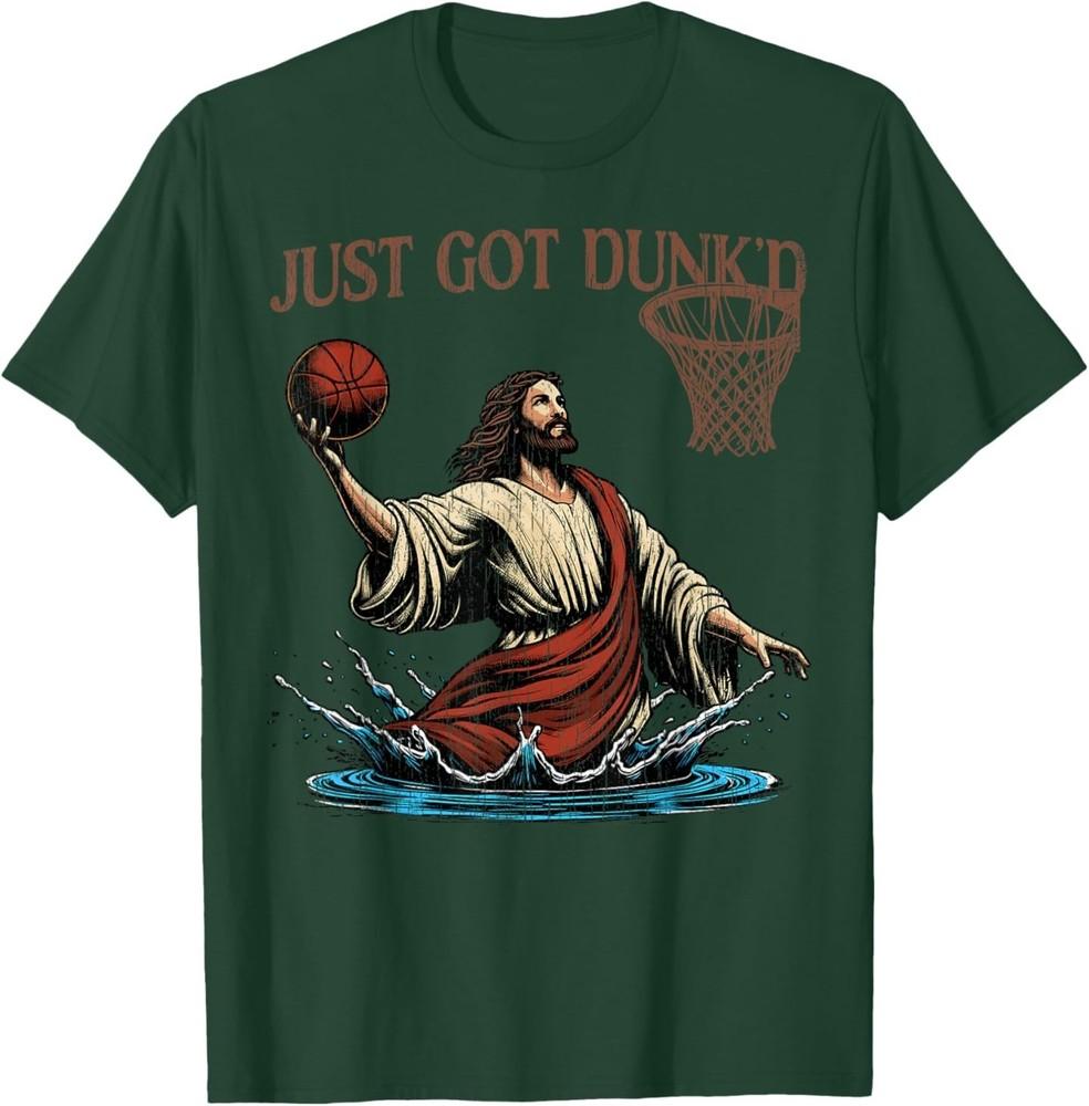 

Щойно отримав dunk Смішна Хрещення Ісус Християнська Футболка з Баскетболом 4XL