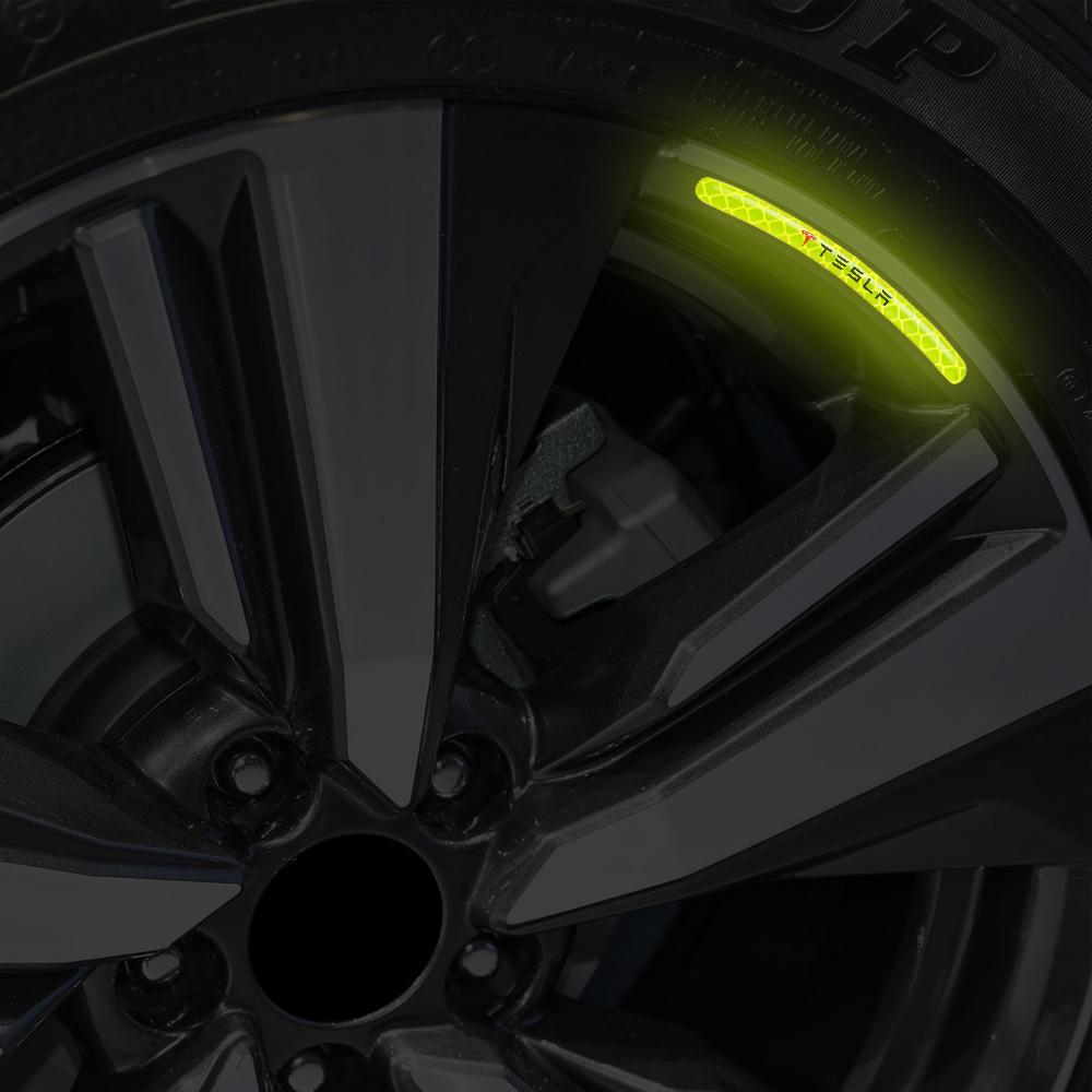 WDYEA1 5/10/20pcs Reflective Car Wheel Rim Stickers Tape Strips Auto Decoration For Tesla Model 3 Y S X Roadster Cybertruck Juguete WYE