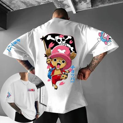 ONE PIECE New Unisex Cotton T-shirt Tony Tony Chopper 2026 Summer Harajuku Anime Printed Large Loose Parent Short Sleeve
