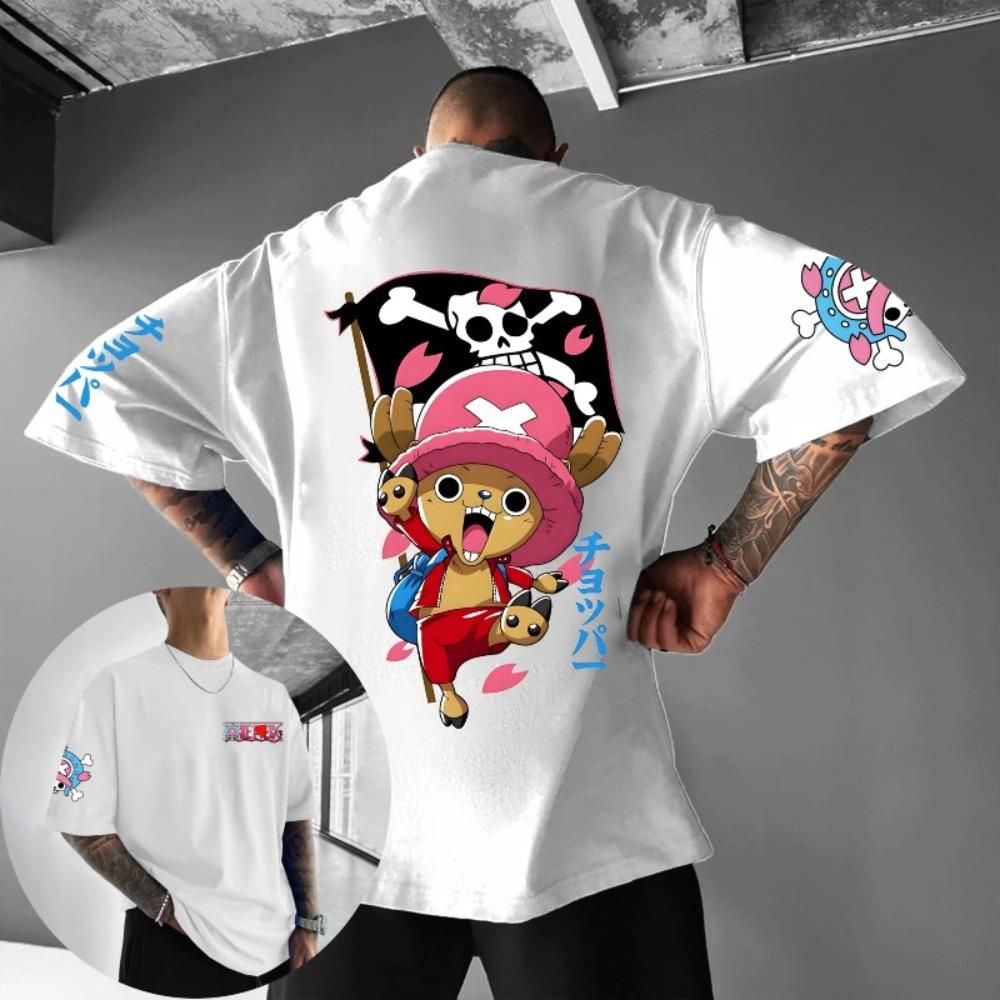 2026 New Unisex Cotton T-shirt ONE PIECE Tony Tony Chopper 2026 Summer Harajuku Anime Printed Large Loose Parent Short Sleeve