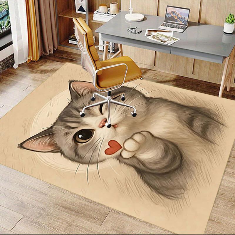 1PC cat love Non-Slip Floor Carpet Compatible for Office&Living Room&Bedroom&Dining room - Flat-Weave Machine-W307