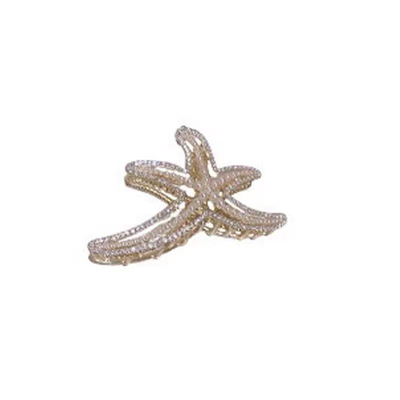 Y2K Starfish Hair Claw for Women Luxury Rhinestone Metal Claw Clip Vacation Jewelry Hair Clip Trendy Claw Clips Hair Accessories