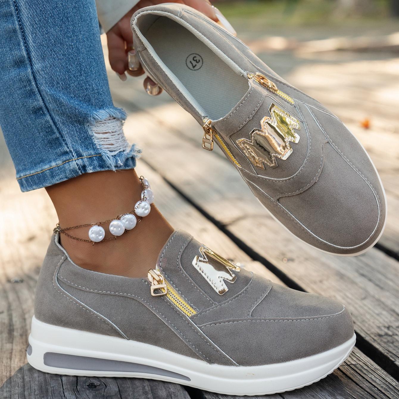 

Fashion Autumn Women Sneakers Casual Zipper Platform Vulcanized Shoes Women Anti-slip Comfortable Sneakers Women Zapatillas De Mujer 36