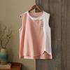 Women Color Block Sleeveless Top Round Neck Side Button Casual Loose Fit Linen Blend Tank Top