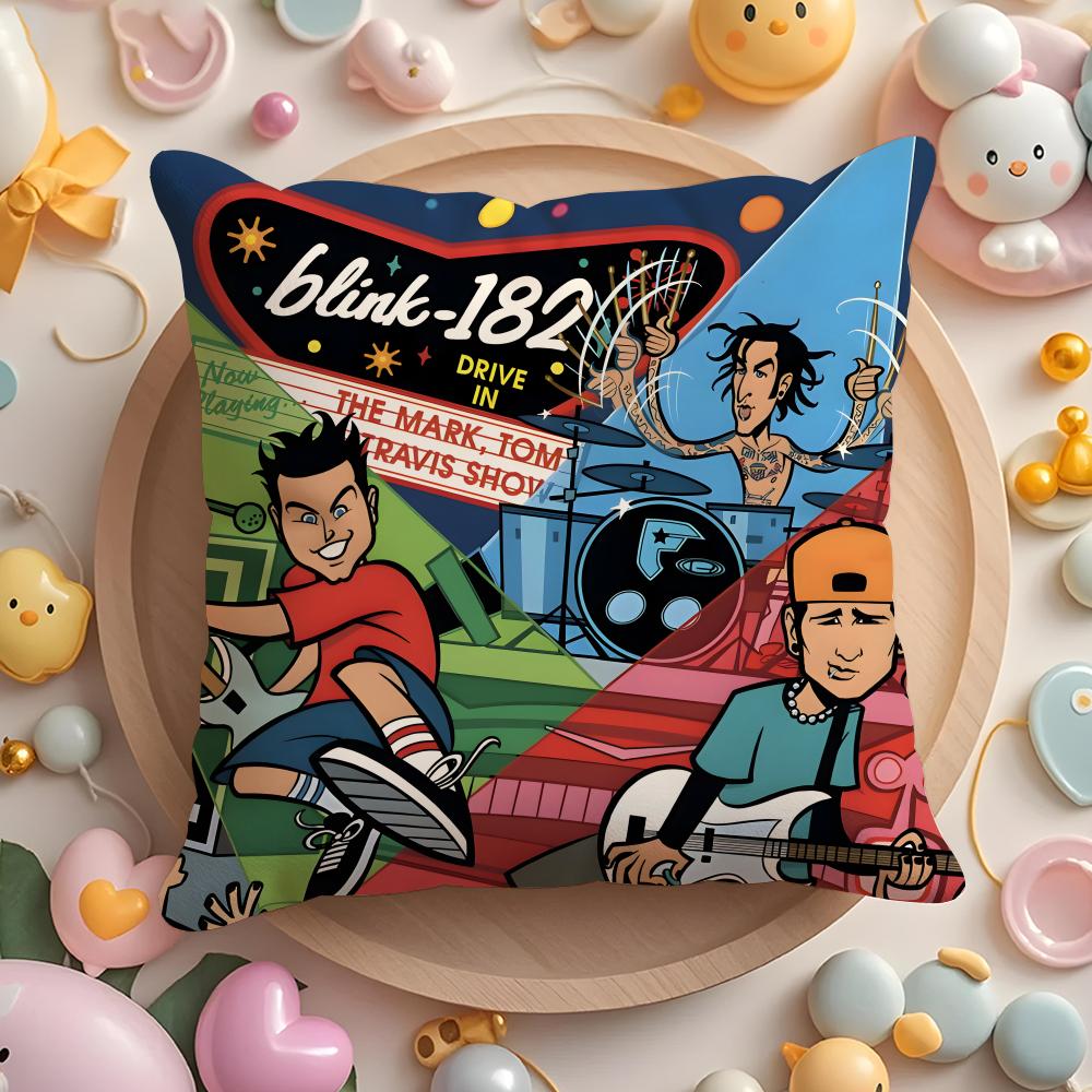 B-Blink-182 band Cushion Cover Home & Car Multi-Scene Pillow Cover - Reversible, Soft & Durable for Daily Use