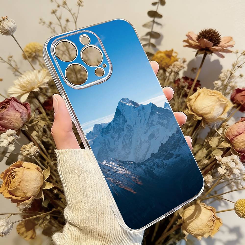 

Snow mountain Phone Case For iPhone 17 16 15 14 13 12 11 Mini Pro Max Plus Transparent Cover iPhone17
