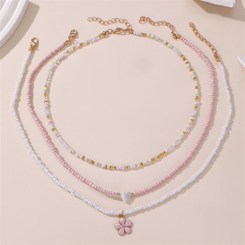 Bohemian Multilayer Rice Bead Chain Clavicle Necklace Vintage Acrylic Turtle Starfish Shell Pendant Choker Women'S Beach Jewelry