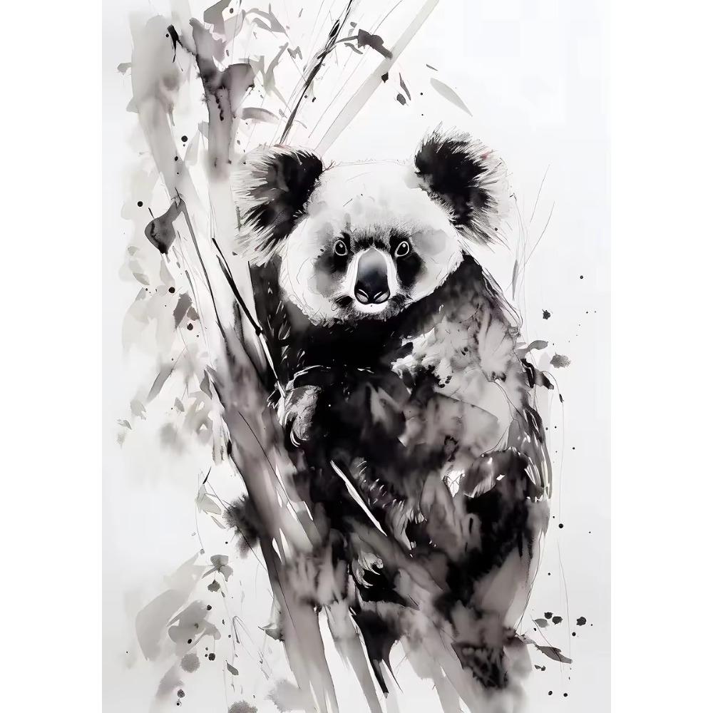 Chinesische Tuschezeichnung Retro Tiere Vintage Poster Tiger Panda Drache Nashorn Retro Leinwand Wandkunst Wohnzimmer Heimdekoration