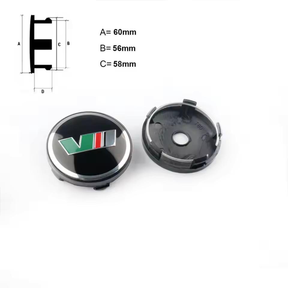 4pcs 56mm 60mm Car Wheel Center Caps VRS Sticker V Badge For A5 A7 VRS MK1 MK2 MK3 Car Stickers Accessories