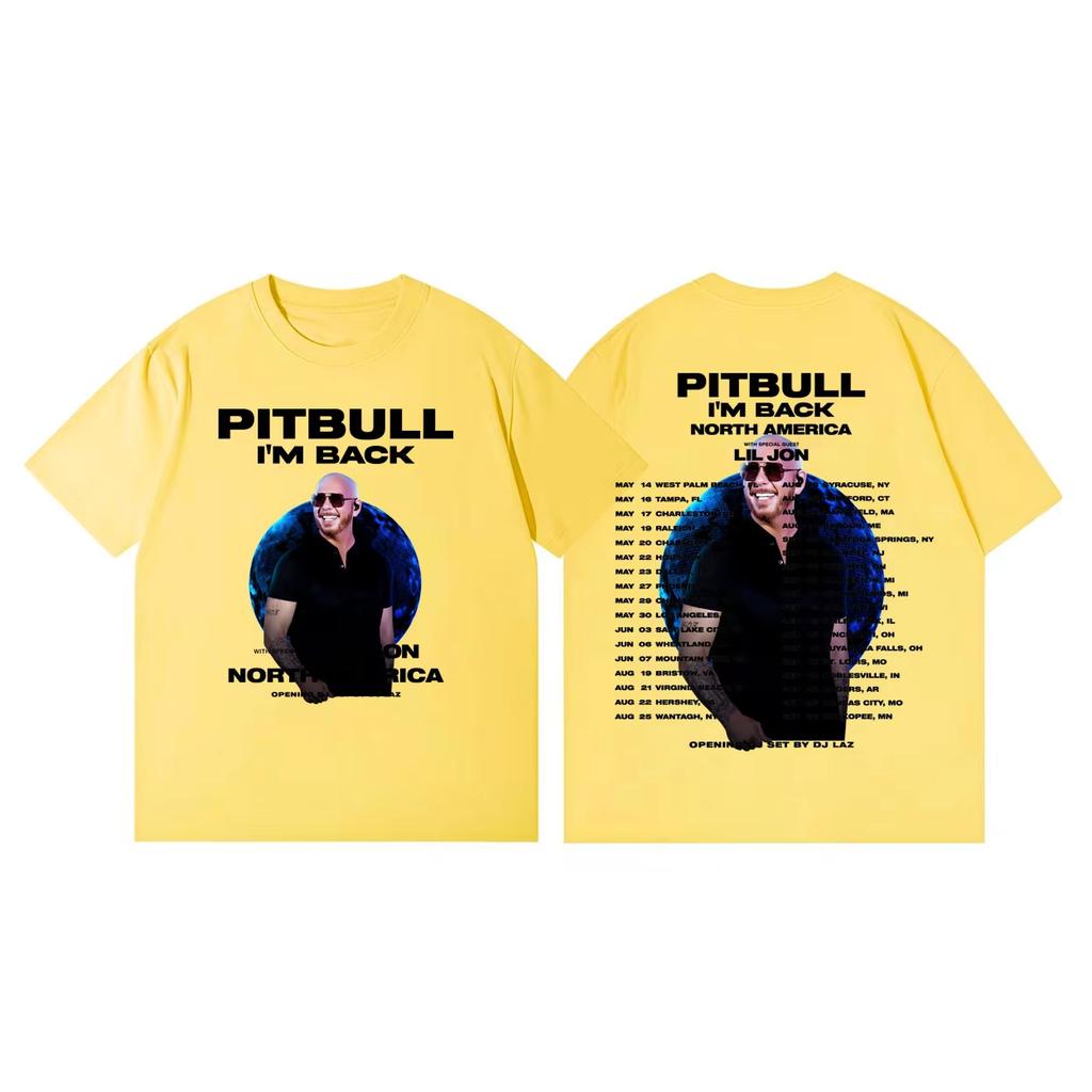 Mr.worldwide Pitbull I'm Back Tour 2026 Maglietta Moda Hip Hop Manica Corta T-shirt Uomo Donna Estate Moda Maglietta Trendy