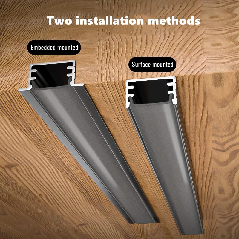0.5m U/W Style LED Aluminum Profile Black Silver Channel Holder PC Cover Bar Lamp For Cabinet Closet Decor Linear Strip Light