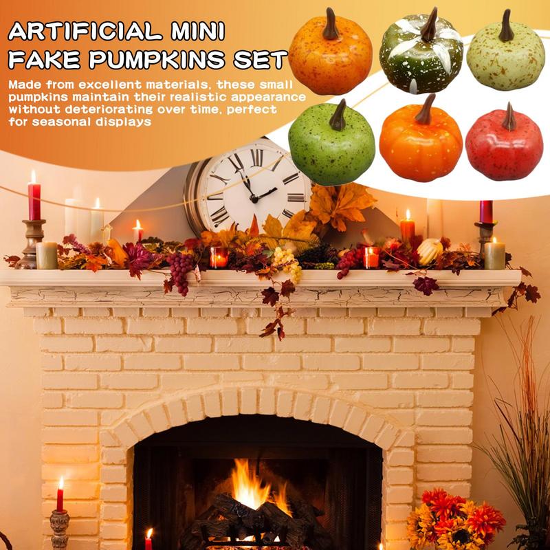 Artificial Pumpkin Halloween Decorations for Home Mini Fake Pumpkin Autumn Harvest Party Thanksgiving Ornaments Props