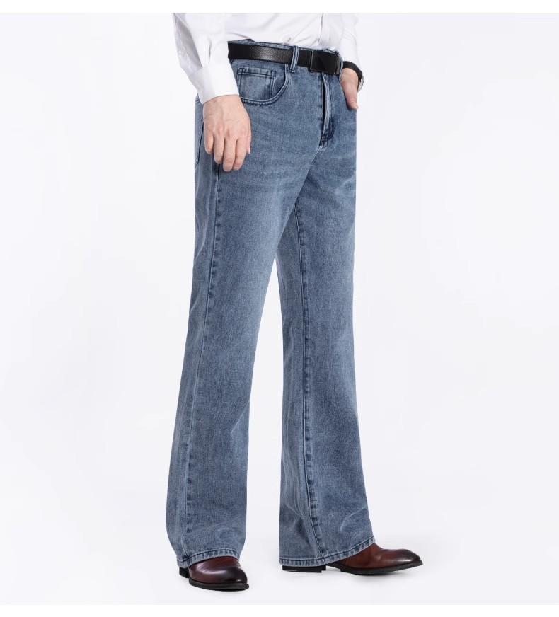Men's Denim Flared Jeans Men's Mid Rise Stretch Light Blue Jeans