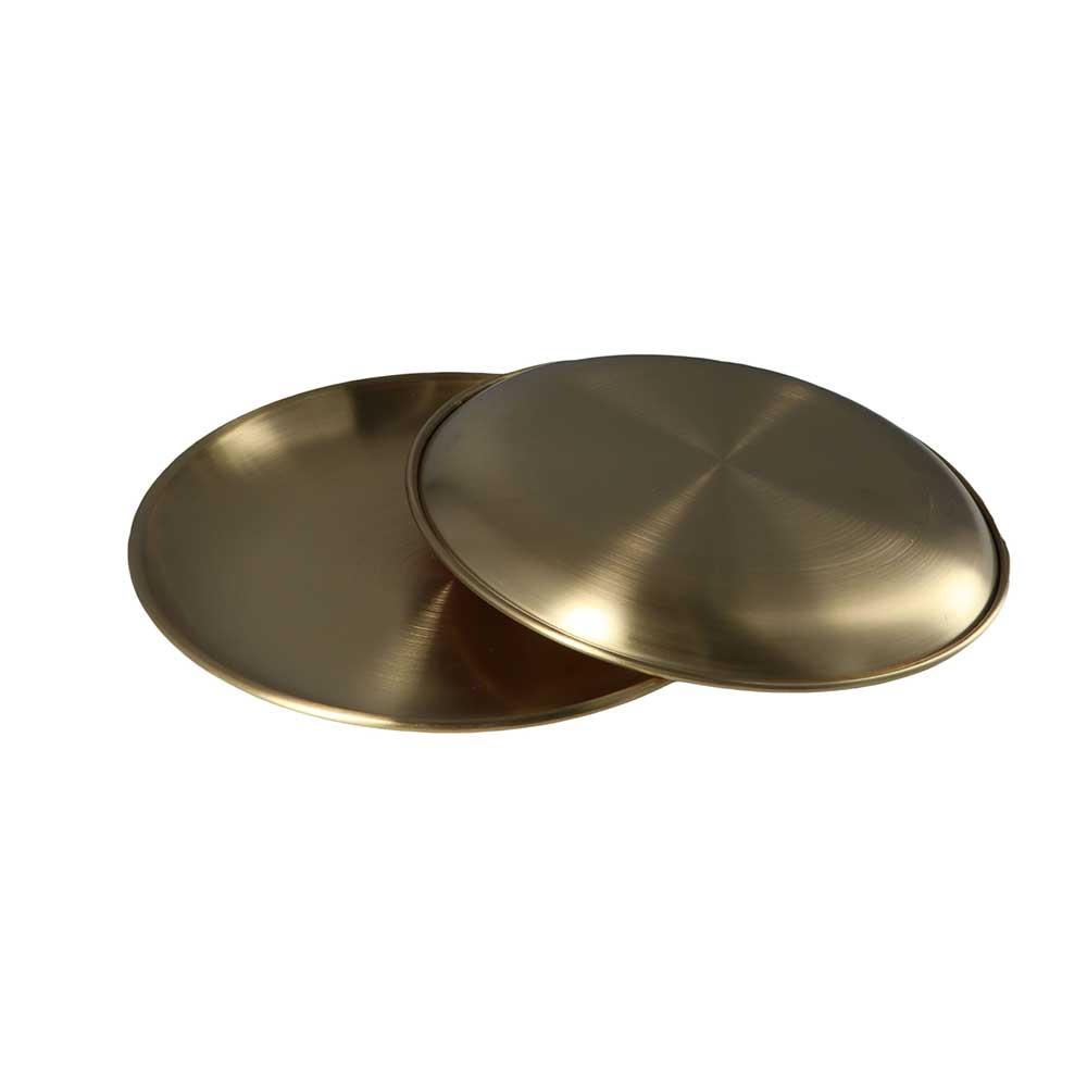 Style Retro Metal Western Steak Round Fruit Serving Dish Cake Tray Dining Plate Kitchen Tableware