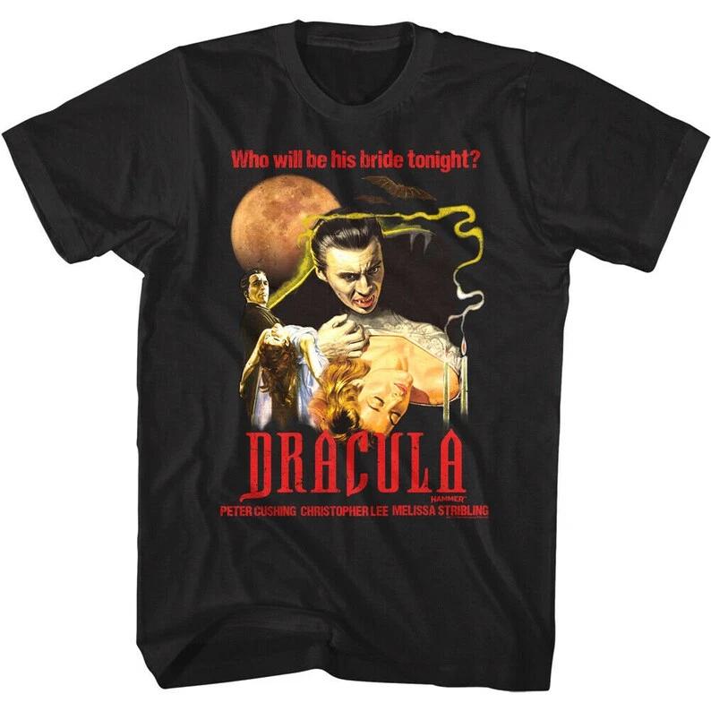

Dracula Men s T-shirt Vintage Peter Cushing Lee Poster Tee Vampire Film Black High-end Luxury Is for Both Men and Women Top Y2k 4XL