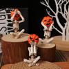 Halloween Party Supplies 3 Pcs Skeleton Statue, Hear See Speak No Evil Pumpkin Head Sand Table Landscaping Figurine, Resin Spooky Skull Ornament