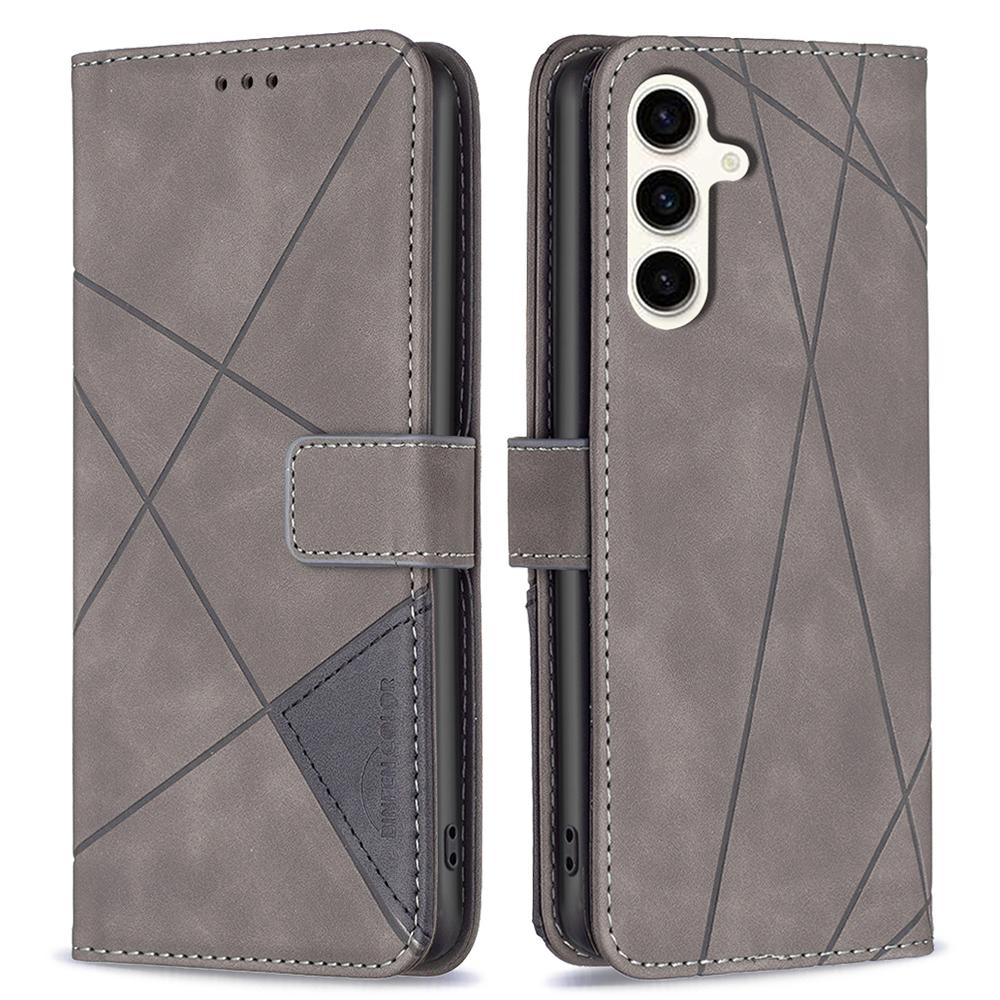 For Samsung Galaxy M35 5G Phone Cases Wallet Stand Geometry Imprint Leather Cover