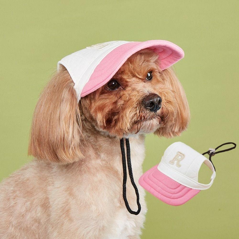 Breathable Embroidered Dog Cap Ear Holes Dog Bonnet Cap Fashion Dog Sun Hat Outdoor