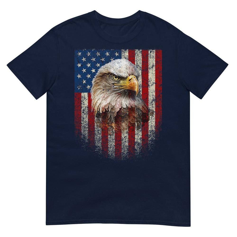 American Flag Bald Eagle Patriotic Red White Blue TShirt S