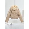 Womens Short Puffer Coat With Faux Fur Collar Winter Thick Warm Slim Fit Cotton Jacket 2026