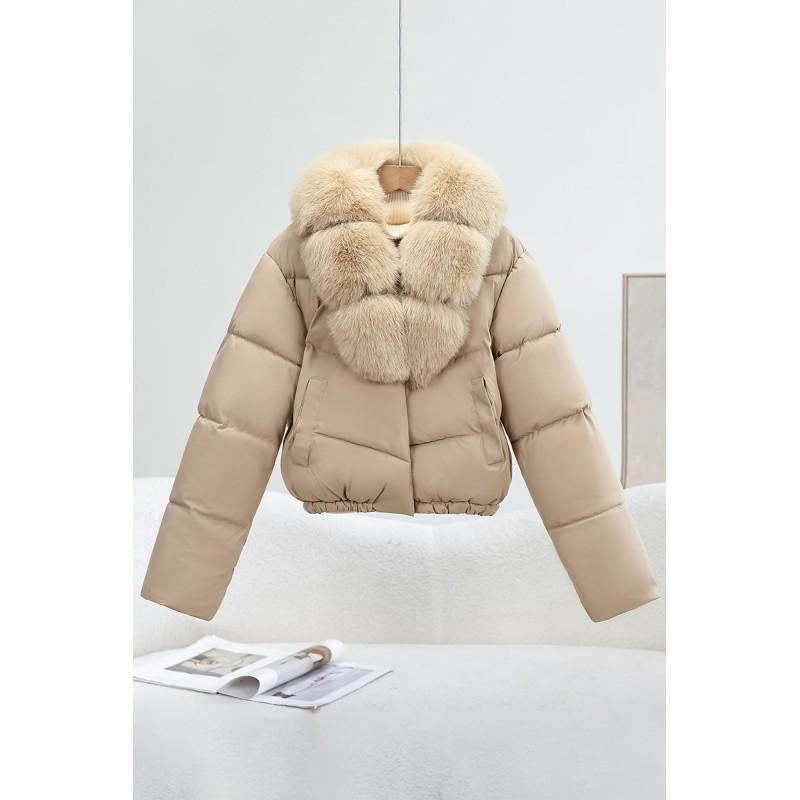 Womens Short Puffer Coat With Faux Fur Collar Winter Thick Warm Slim Fit Cotton Jacket 2026