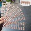 30Pcs Press On Nails French Tip Fake Nail Set Square Shape Reusable Stick-on For Women Girls Day Out