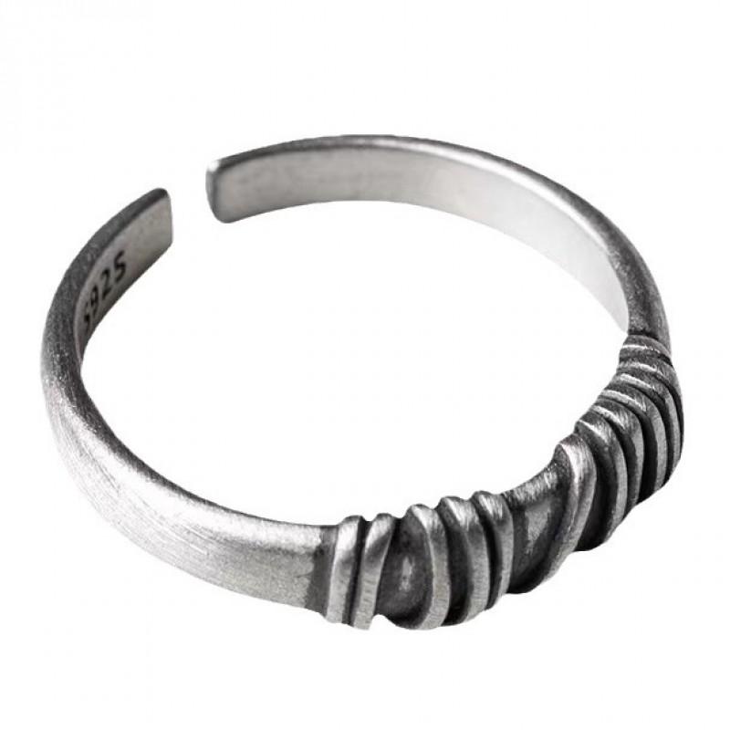 Adjustable Open Ring Men Women Vintage Twisted Thorn Design Plated Copper Retro Geometric Jewelry