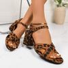Fashion 2025 New High Heels Women Suede Leopard Print Buckle Strap Sandals Summer Plus Size Platform Model Catwalk Show Shoes