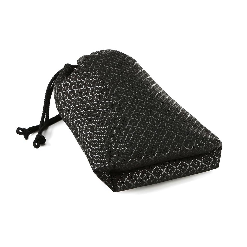 Inden HISOCA Traditional Craft Koshu Inden Deerskin Lacquer Original Brand Drawstring Bag Black with Black Lacquer Shippo Pattern [Indenya] [No.9409]