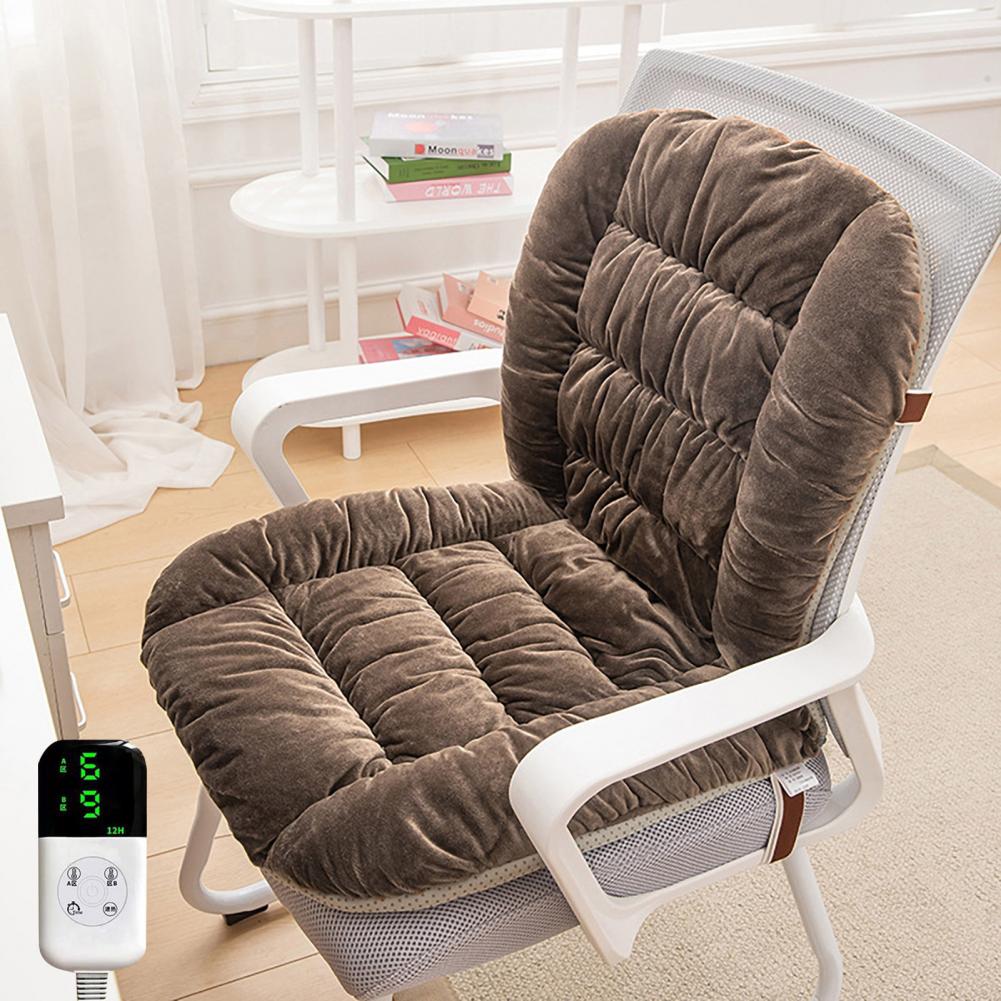 Plush Fabric Seat Cushion Usb Seat Cushion with Anti-slip Bands for Office Chair Chair Winter Thickened Keep Warm Computer Chair
