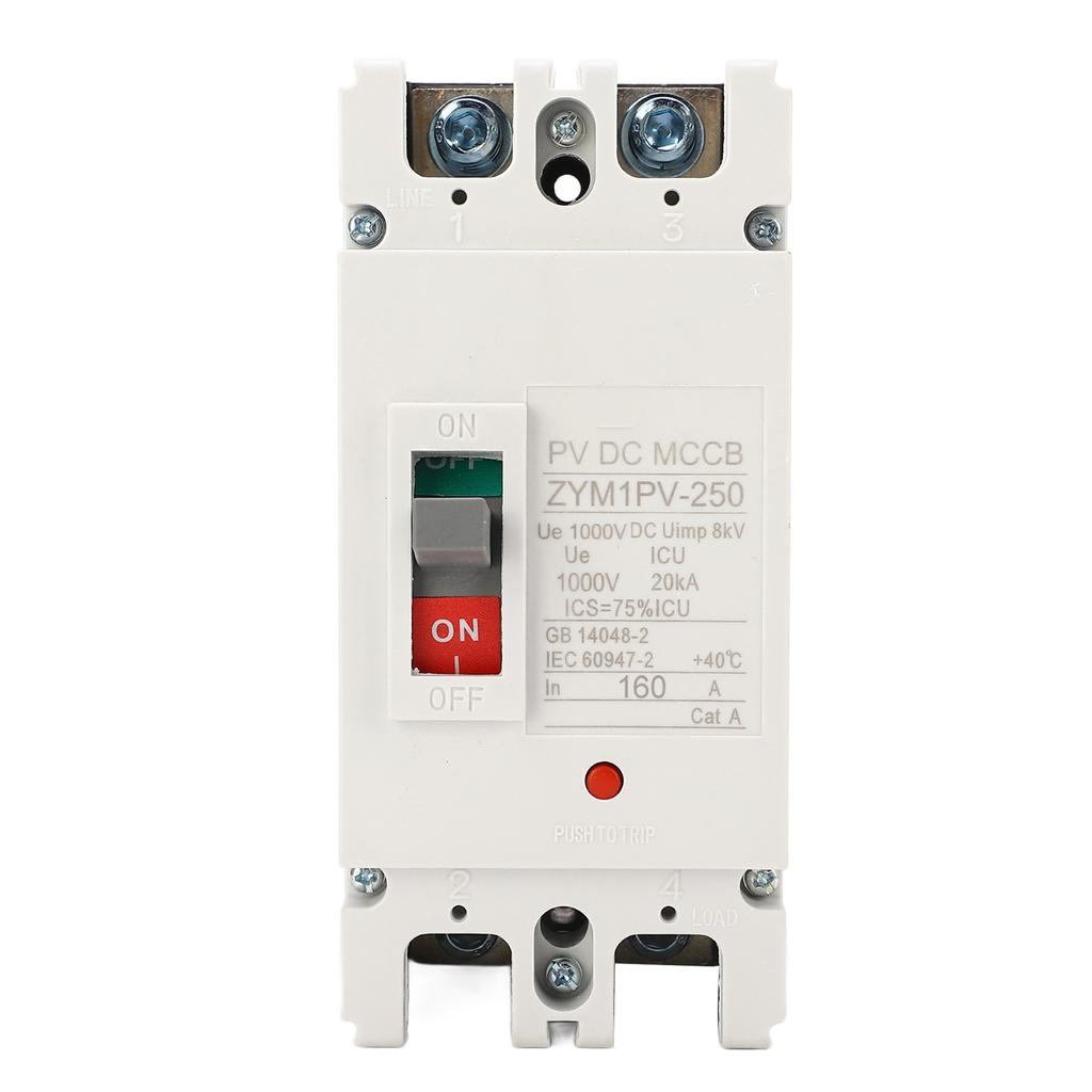 DC Circuit Breaker 2P 160A 20KA Breaking Plastic Shell Silver Alloy Contact Short Circuit Protection Switch 1000V