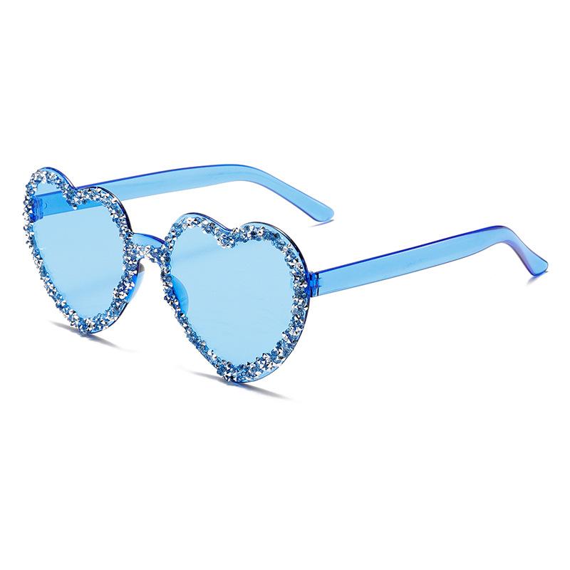 Heart-Shaped Frameless Sunglasses With Rhinestones, Fashionable Party Glasses, Unique And Quirky Candy-Colored Sunglasses