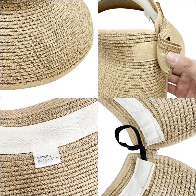 Foldable Straw Sun Hat with Wide Brim, Anti-UV Protection, and Bow Design for Outdoors