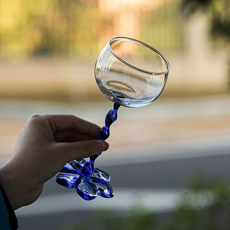 

Vintage Twisted Stem Goblet Glass Champagne & Cocktail Glass Flower Base Designer Style Unique Wine Glass 201-300ml