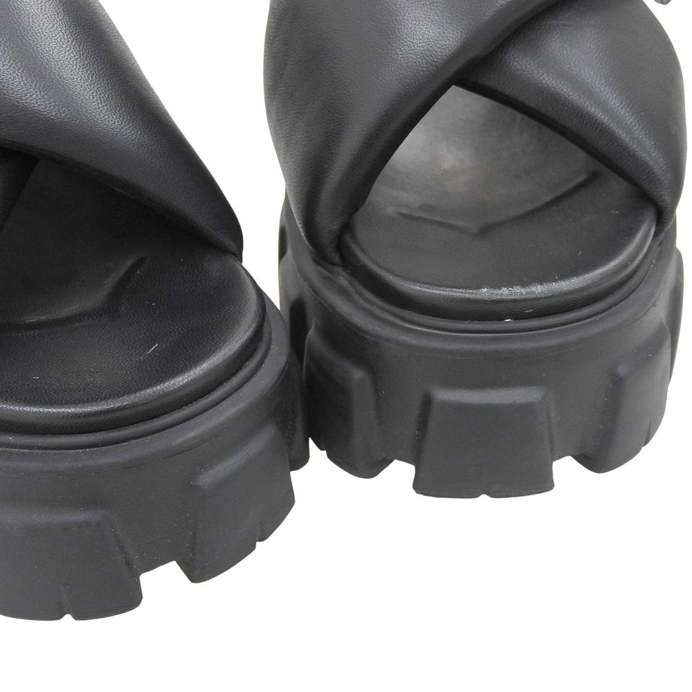 PRADA 1X123N Monolith Padded Nappa Leather Sandals, Women's, Black, Size 39 1/2 shoes 39 1/2 blackUsed