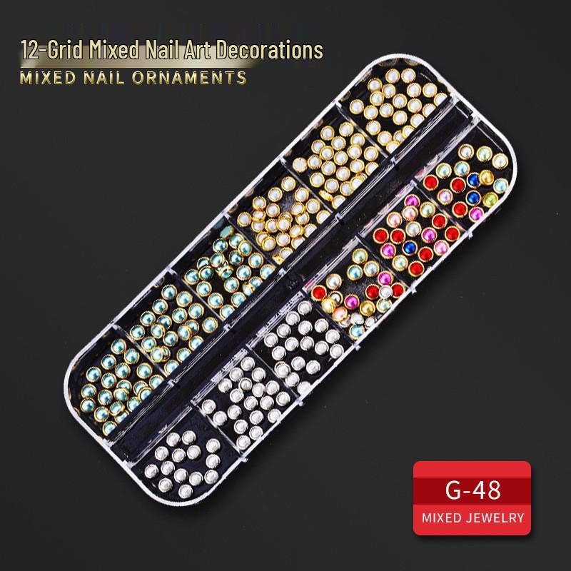 60 Nail Art Accessories: Rhinestones, Pearls, Rivets & Alloy Designs