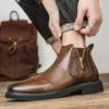 Chaussures habillées en cuir souple pour hommes, Bottines pour hommes polyvalentes, Formelles, Business décontracté, Chaussures en coton pour hommes, Classiques en peluche, Bottes Chelsea pour hommes