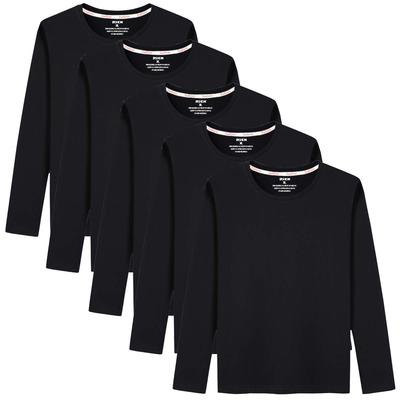 Sukinana Langarm Rundhals Antibakteriell und Geruchsneutralisierend Winter Herrenunterwäsche 5-teiliges Set 100% Baumwolle T-Shirt Hals Widerstandsfähig Weich Bequem Herren