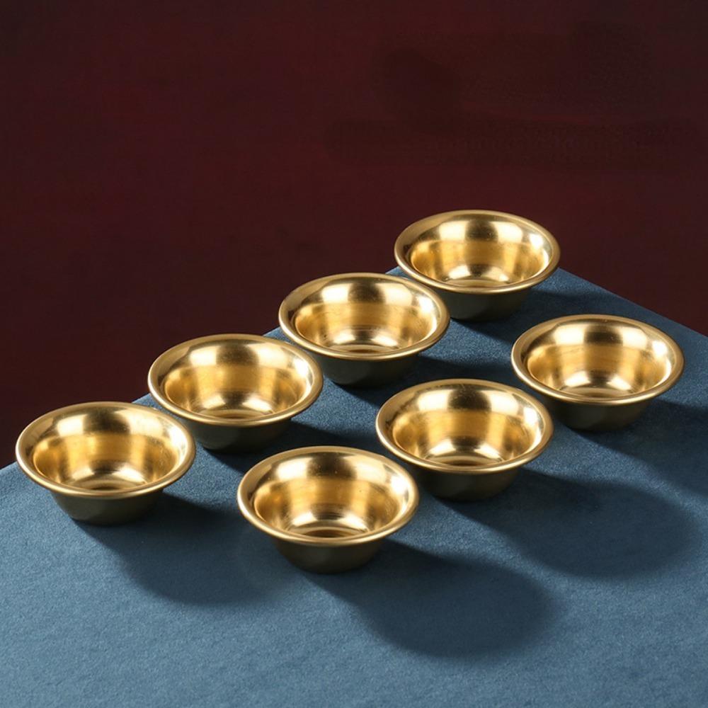 1PC 7cm Pure Copper Drinking Bowl Brass Small Auspicious Tibetan Holy Creative Water Cup Tea Golden Home's Gift Decorative Buddhist