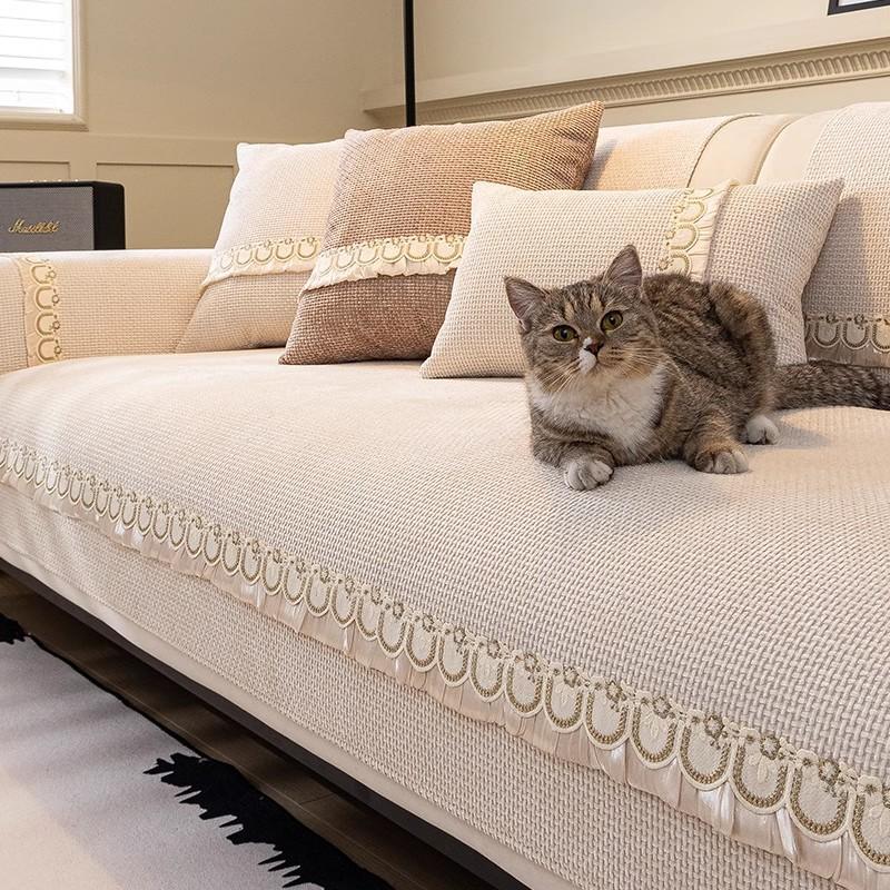 Light Luxury French Cream Wind Sofa Cushion, All-Season Non-Slip Seat Cushion  New High-End Feeling Cover Cloth Towel