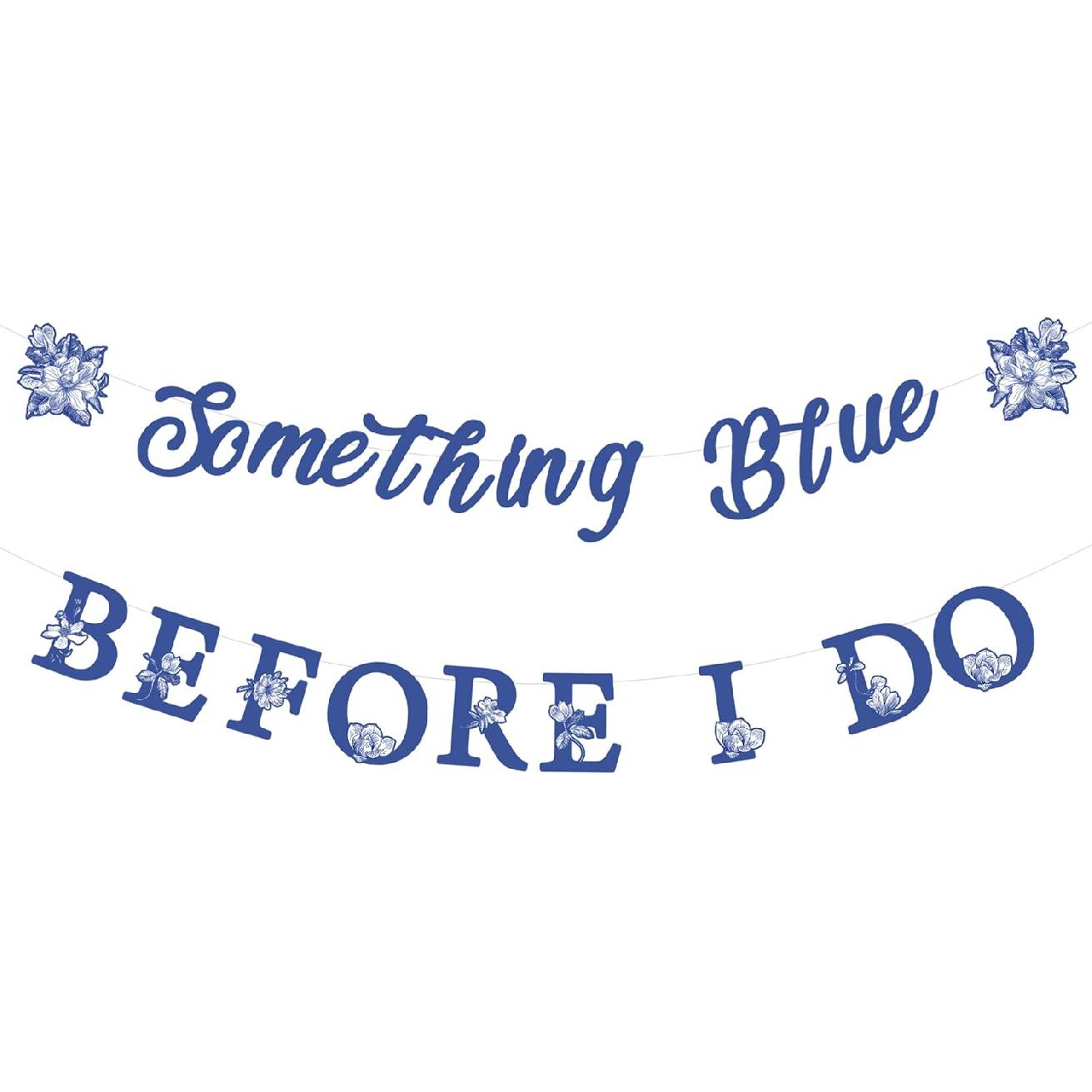 Jollyboom Something Blue Before I Do Banner for Women Girl, Something Blue Bridal Shower Decoration NO DIY Reqired Banner for Bridal Shower