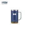 710ml Thermoses Wood Grain Base Desktop Office Large Capacity Covered Drinking Cup Stylish Functional for Home Work with Eye Sticker