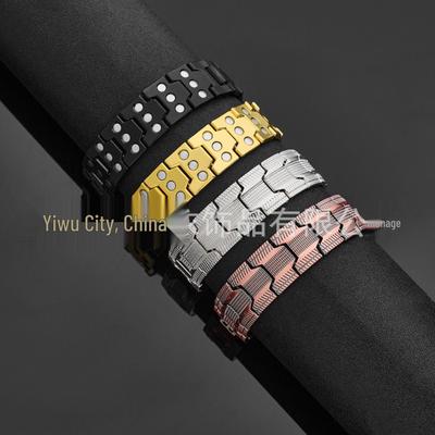 Herren Retro Dreireihiges Rotkupfer Magnetarmband mit Abnehmbaren Gliedern