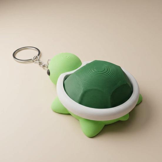 3D Printed Turtle Clicker Keychain Decompression Button Keyring Fidget Toy Home Office Worker Anxiety Stress Relief Desk Toy