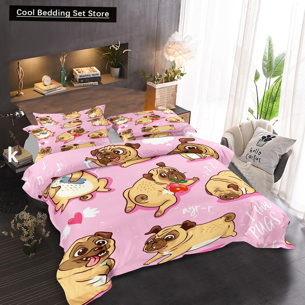 Pug Dog Duvet Cover King Queen Size Funny Pet Puppy Bedding Set For Kids Teens Adults Animal Cute Expression 2/3Pcs Quilt Cover