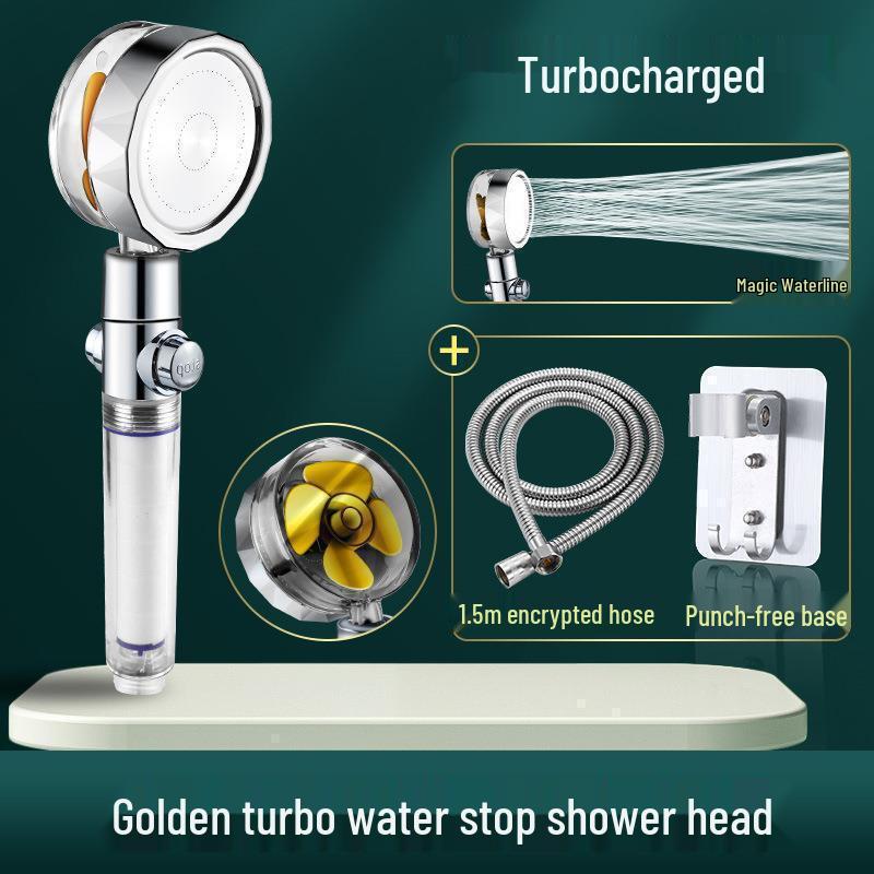 LANGZHIWEN Gold Turbine Shower Head Set