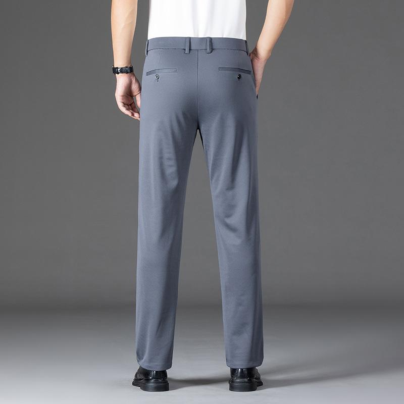

Профессиональные формальные брюки мужские с высокой талией четырехсторонние эластичные брюки Ice Silk мужские четырехсезонные дышащие деловые повседневные брюки мужской стиль 40 серый