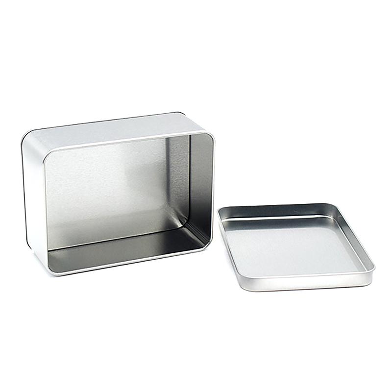 Small Metal Tin Silver Storage Box Case Organizer For Money Coin Candy Key Rectangular Jewelry Cosmetic Organizer