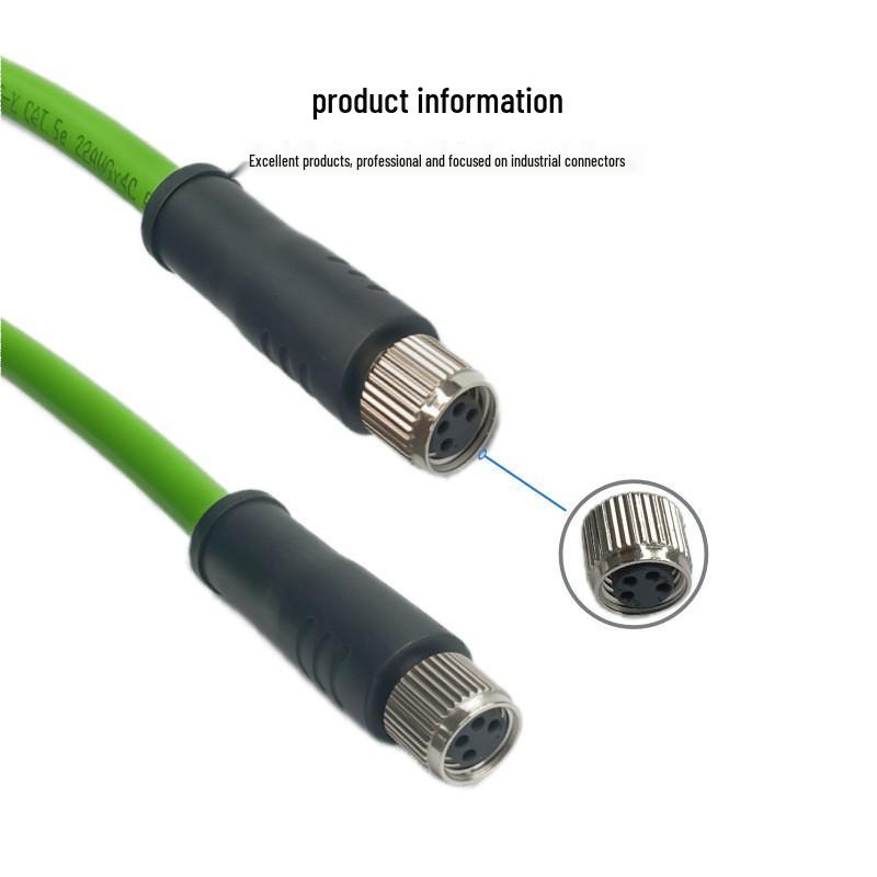 

4-Pin D-Code M8 Industrial Ethernet Cable 4-pin D-type Female to Female 0.5m